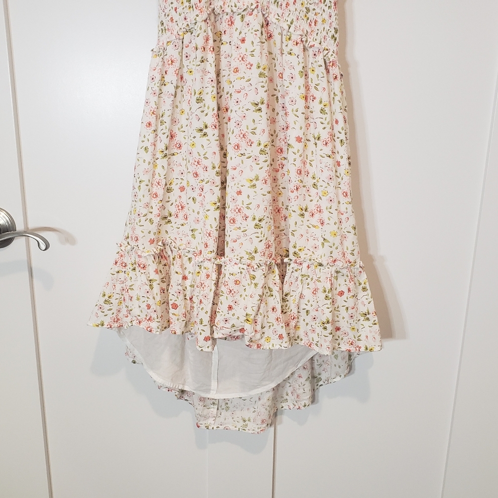 Aerie Halter Ditzy Mini Dress Cotton Lined White Pink Yellow Floral Size Medium - Picture 3 of 13